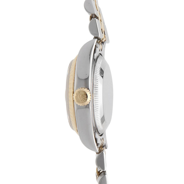 Reloj Rolex para dama modelo Oyster Perpetual DateJust vistas en oro amarillo 18 kilates.