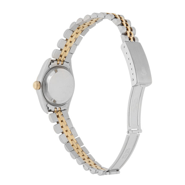 Reloj Rolex para dama modelo Oyster Perpetual DateJust vistas en oro amarillo 18 kilates.