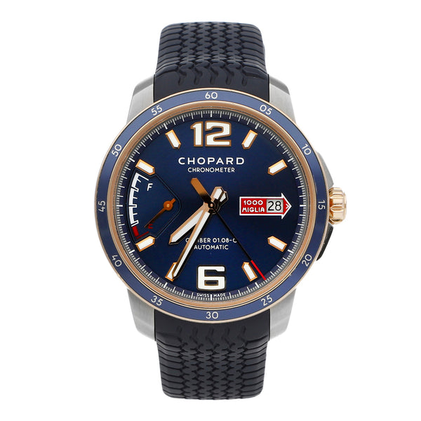 Reloj Chopard para caballero modelo modelo Mille Miglia GTS Power Control Brescia Roma vistas en oro rosa 18 kilates.