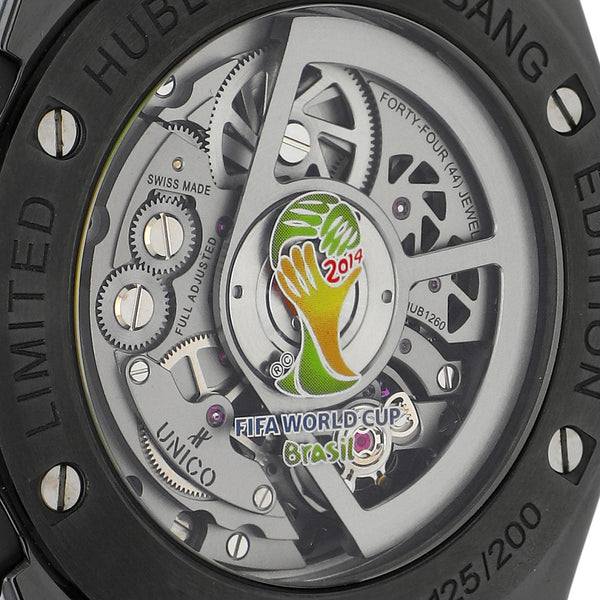 Reloj Hublot para caballero modelo Big Bang Unico Bi-Retrograde FIFA Brasil Chronograph.