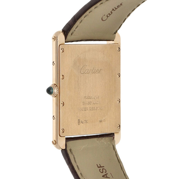 Reloj Cartier para caballero modelo Tank Louis caja y broche en oro rosa 18 kilates.