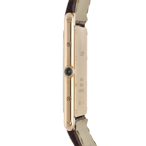 Reloj Cartier para caballero modelo Tank Louis caja y broche en oro rosa 18 kilates.
