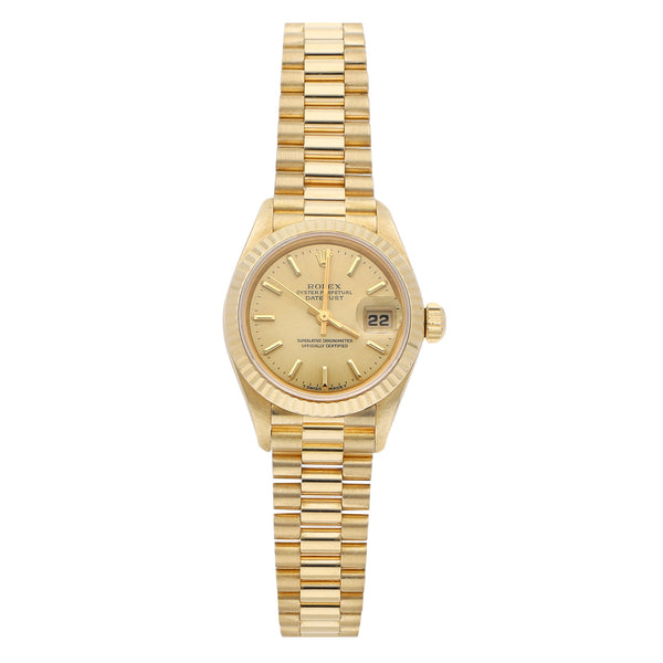 Reloj Rolex para dama modelo Oyster Perpetual DateJust en oro dos tonos 18 kilates.