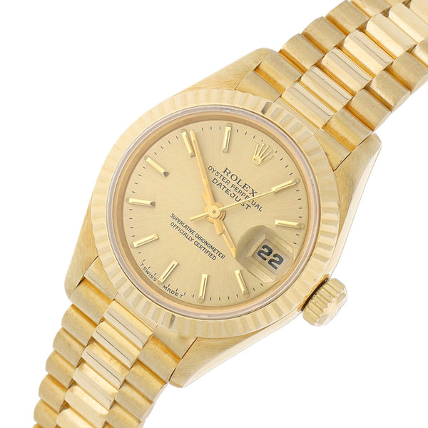 Reloj Rolex para dama modelo Oyster Perpetual DateJust en oro dos tonos 18 kilates.