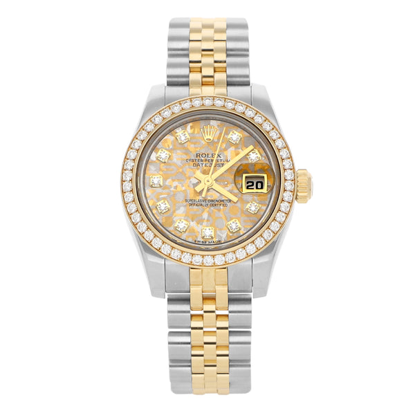 Reloj Rolex para dama modelo Oyster Perpetual DateJust vistas oro amarillo 18 kilates.
