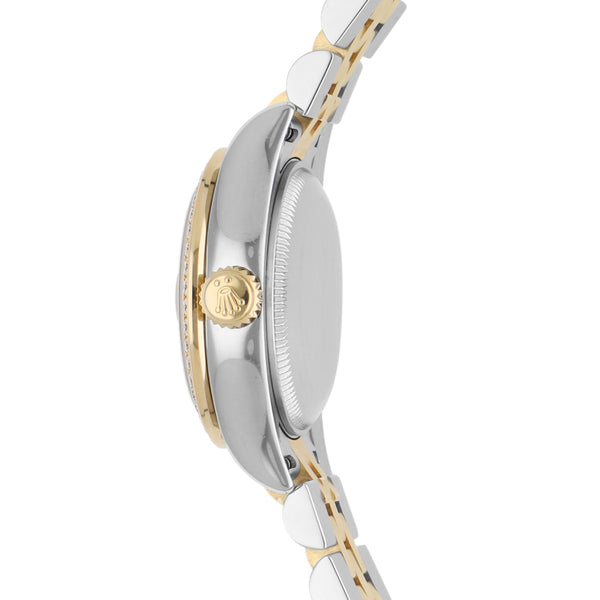 Reloj Rolex para dama modelo Oyster Perpetual DateJust vistas oro amarillo 18 kilates.
