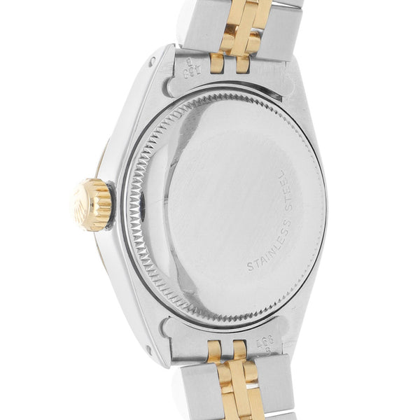 Reloj Rolex para dama modelo Oyster Perpetual Date vistas en oro amarillo 18 kilates.
