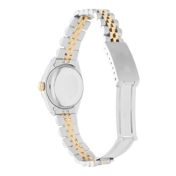 Reloj Rolex para dama modelo Oyster Perpetual Date vistas en oro amarillo 18 kilates.