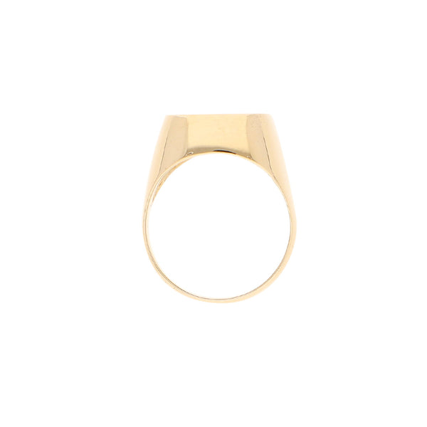 Anillo tipo sello con sintético en oro amarillo 14 kilates.