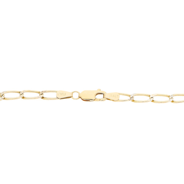 Pulsera eslabón encontrado platinado en oro amarillo 14 kilates.