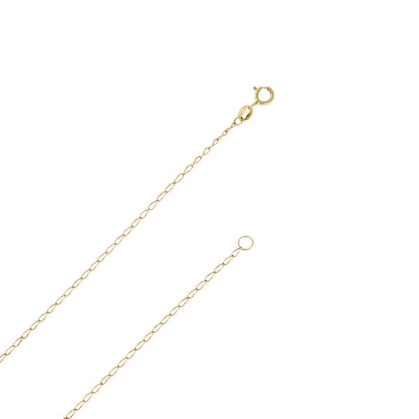 Collar eslabón encontrado con dije motivo niños en oro amarillo 14 kilates.
