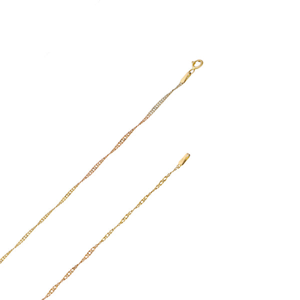 Collar eslabón torzal en oro tres tonos 14 kilates.
