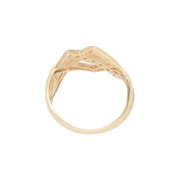 Anillo trenzado con circonias en oro amarillo 14 kilates.