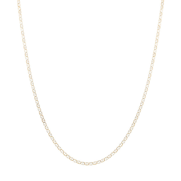 Collar eslabón nudo marino platinado en oro amarillo 14 kilates.