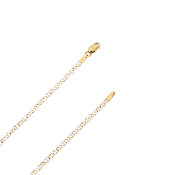 Collar eslabón nudo marino platinado en oro amarillo 14 kilates.