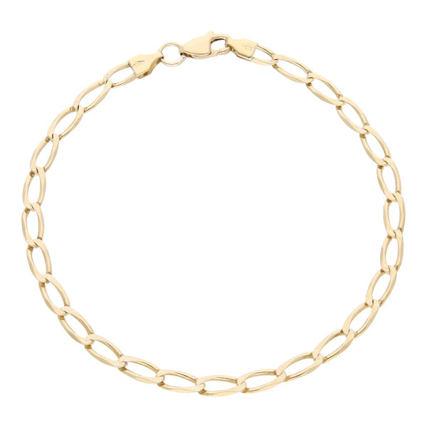 Pulsera eslabón encontrado platinado en oro amarillo 14 kilates.
