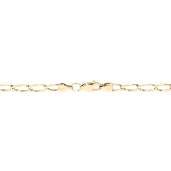 Pulsera eslabón encontrado platinado en oro amarillo 14 kilates.