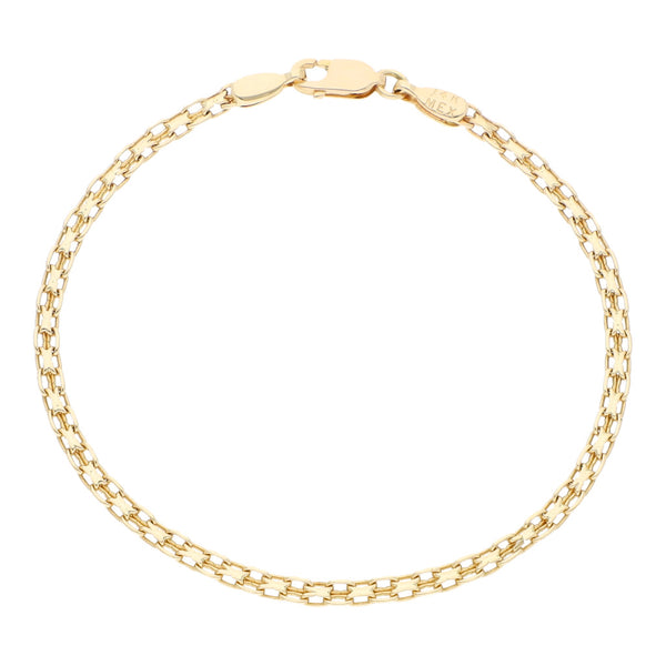 Pulsera eslabón tejido en oro amarillo 14 kilates,