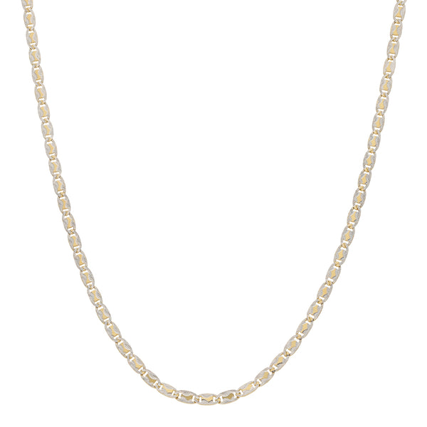 Collar eslabón nudo marino platinado en oro amarillo 14 kilates.