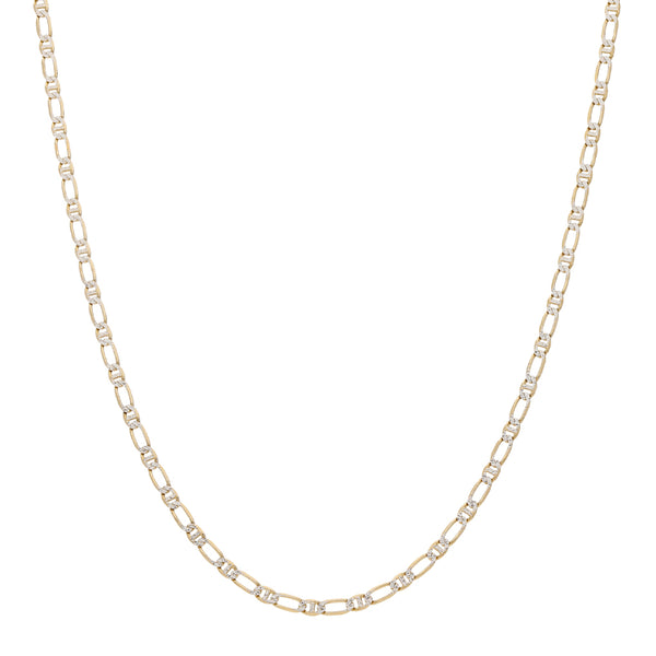 Collar eslabón combinado platinado en oro amarillo 14 kilates.