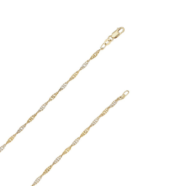 Gargantilla eslabón torzal platinado en oro amarillo 14 kilates.