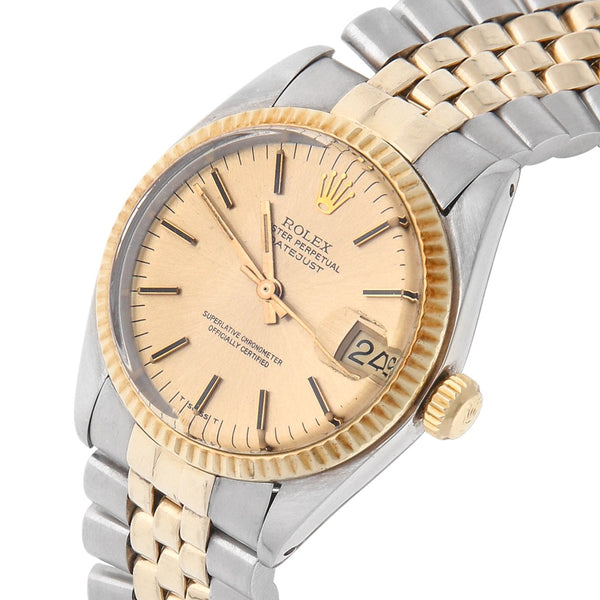 Reloj Rolex para caballero/unisex modelo Oyster Perpetual DateJust vistas oro amarillo 14 kilates.