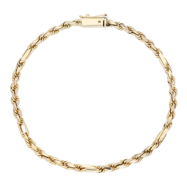 Pulsera eslabón combinado en oro amarillo 14 kilates.