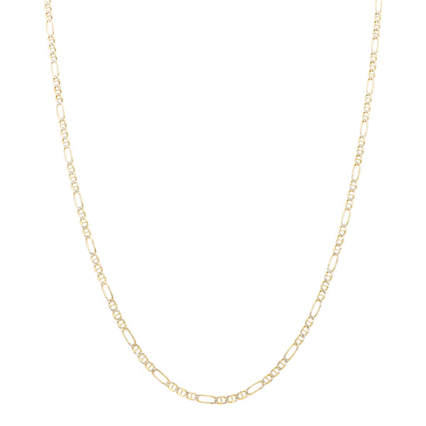 Collar eslabón combinado platinado en oro amarillo 14 kilates.
