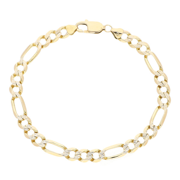 Pulsera de tres eslabones por uno platinados en oro amarillo 14 kilates.