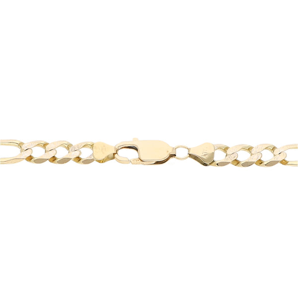 Pulsera de tres eslabones por uno platinados en oro amarillo 14 kilates.