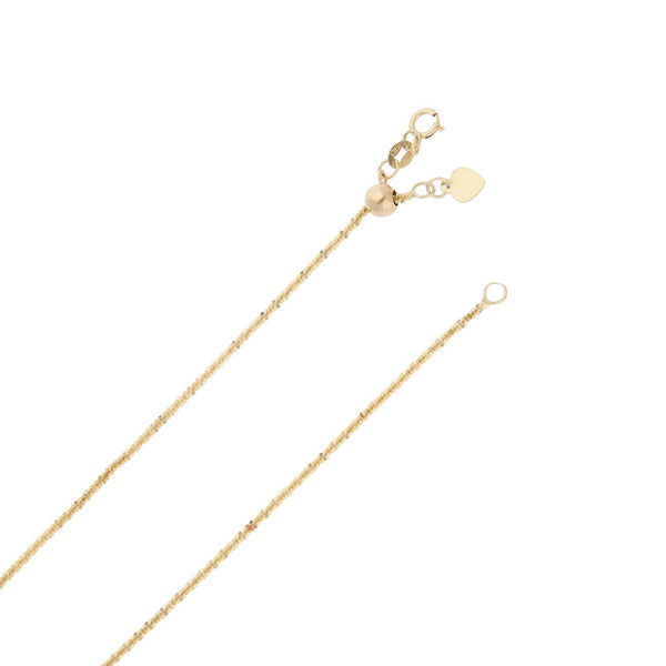 Collar eslabón laminado con cruz diseño especial con circonias en oro amarillo 14 kilates.