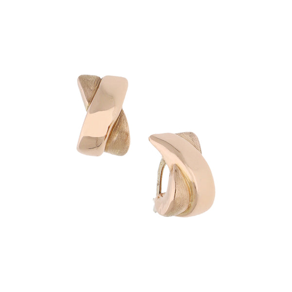 Aretes huecos en oro dos tonos 14 kilates.