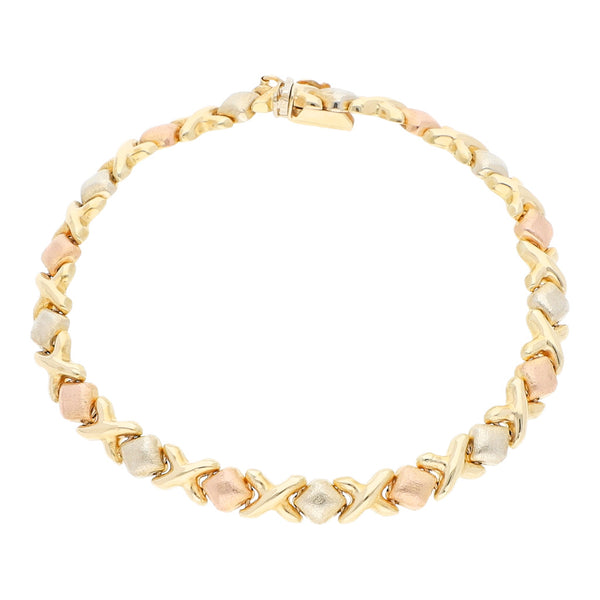 Pulsera eslabón XOXO en oro amarillo 14 kilates.