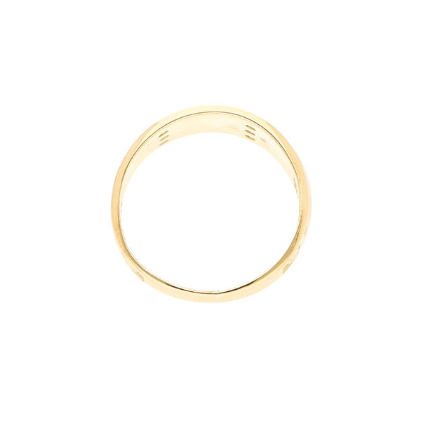 Anillo diseño especial motivo figuras diferentes con circonias en oro amarillo 14 kilates.