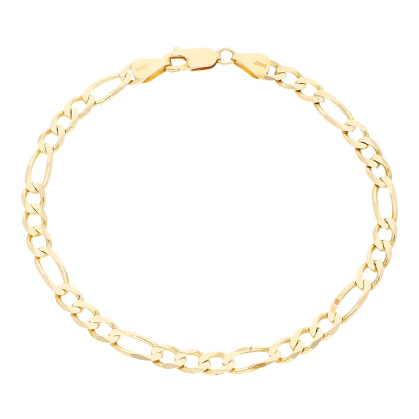 Pulsera de tres eslabones por uno en oro amarillo 14 kilates.