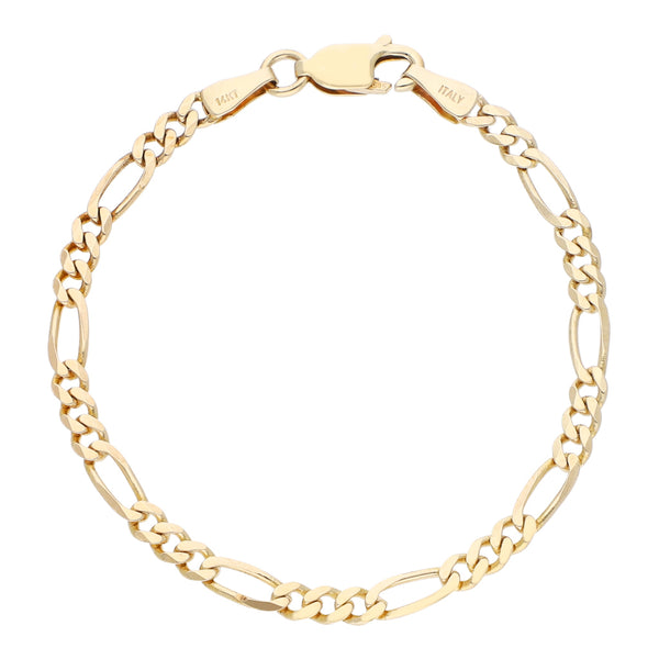 Pulsera infantil de tres eslabones por uno en oro rosa 14 kilates.