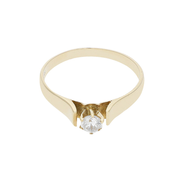 Anillo de compromiso con circonia en oro amarillo 14 kilates.
