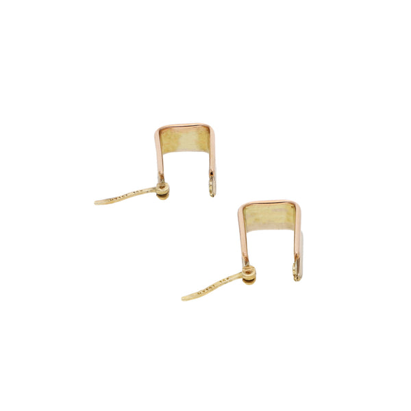 Arracadas laminadas en oro tres tonos 14 kilates.