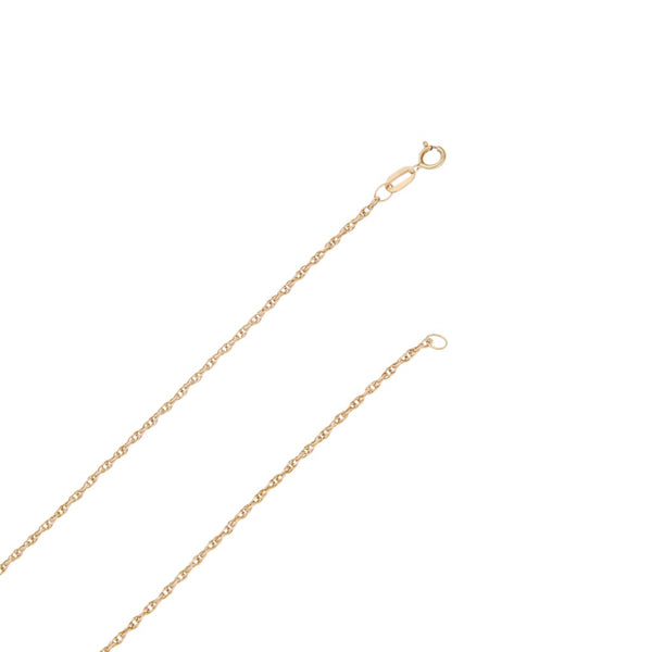 Collar eslabón torzal y dije liso motivo felino en oro amarillo 14 kilates.