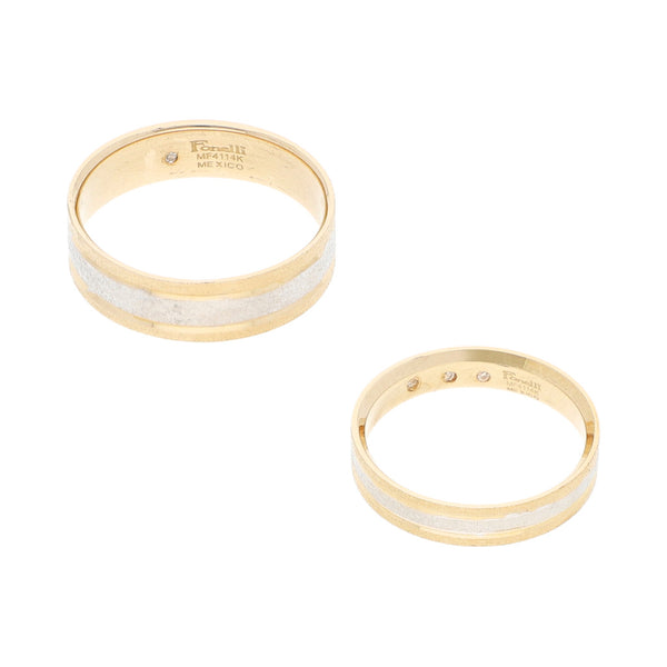 Dos argollas diseño especial en oro dos tonos 14 kilates.