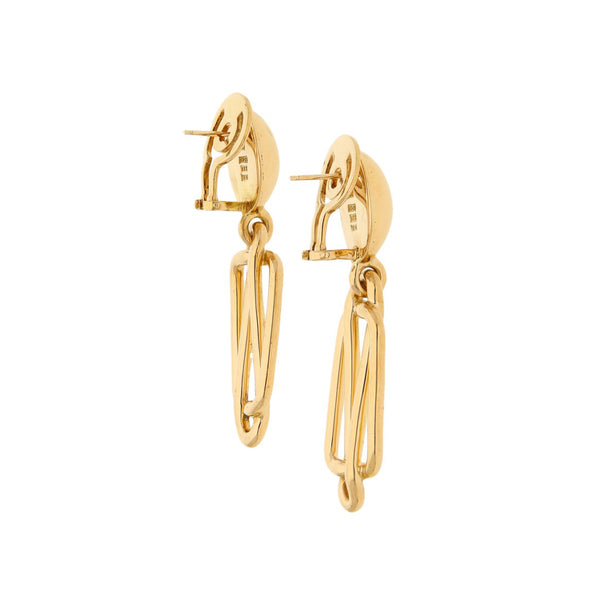 Aretes diseño especial firma Tane en oro amarillo 18 kilates.
