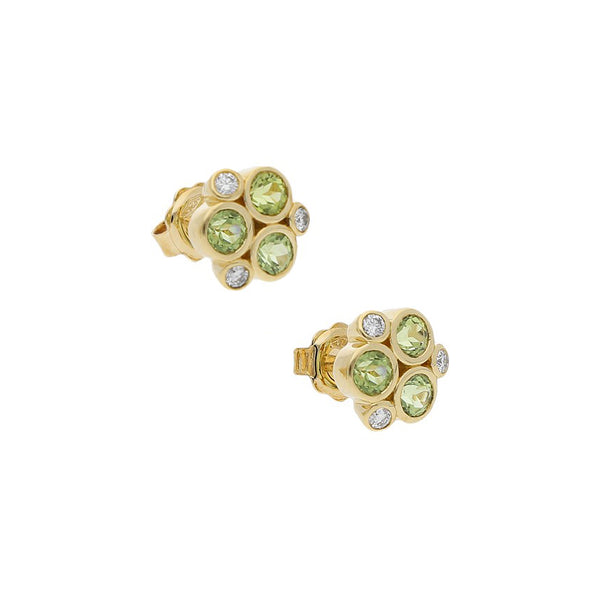 Broqueles diseño especial con diamantes y sintéticos en oro amarillo 18 kilates.