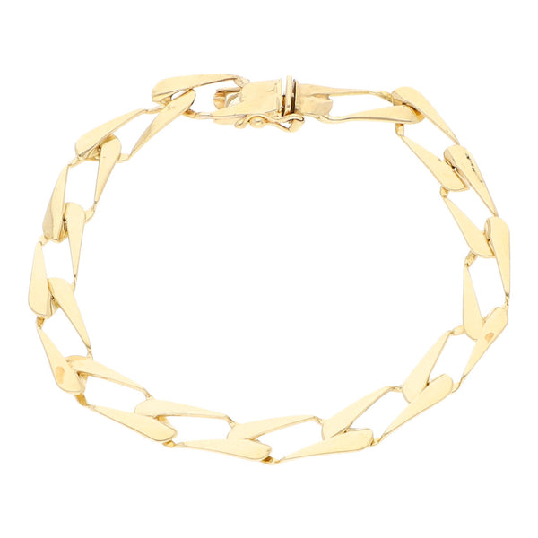 Pulsera eslabón laminado en oro amarillo 14 kilates.