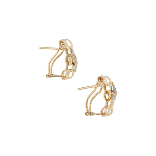 Aretes calados con diamantes en oro amarillo 14 kilates.