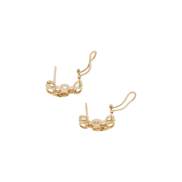 Aretes calados con diamantes en oro amarillo 14 kilates.