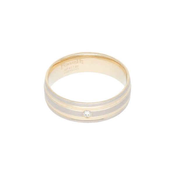 Argolla lisa con circonia en oro amarillo 14 kilates.