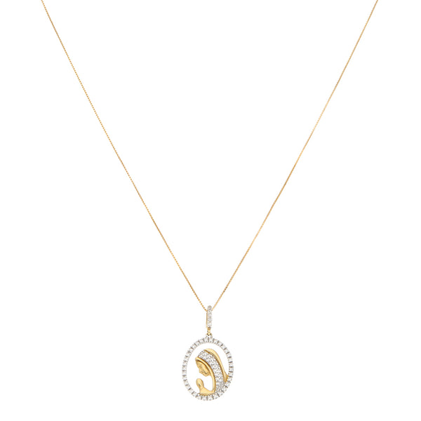 Gargantilla eslabón cuadrado cruzado y medalla diseño especial con sintéticos motivo Madonna en oro dos tonos 14 kilates.