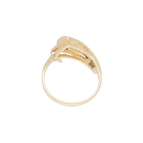 Anillo estilizado con circonias en oro amarillo 14 kilates.