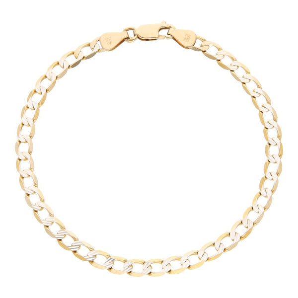 Pulsera eslabón encontrado platinado en oro amarillo 14 kilates.