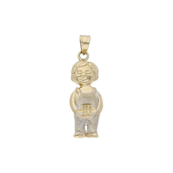 Dije diseño especial motivo niño en oro amarillo 14 kilates.
